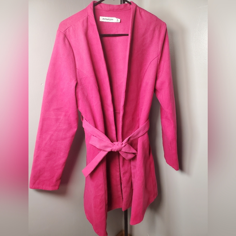 JustFab Pink Belted Trench Coat